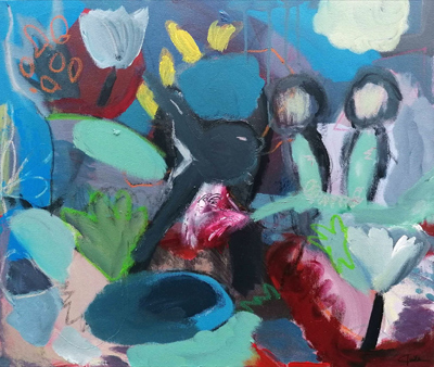 Adam %26 Eve%2C Acrylic%2C oil bar%2C charcoal on canvas by Ciara Tuite