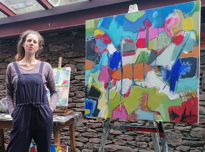 Abbey Road Artists' Studios Resident Artist Ciara Tuite alongside her artwork