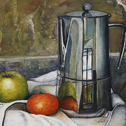 Still Life- Coffee Pot & Fruit