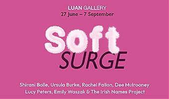 SOFT SURGE; a group exhibition featuring newly commissioned, and existing work by Shirani Bolle, Ursula Burke, Rachel Fallon, Dee Mulrooney, Lucy Peters, Emily Waszak, and selected work on loan from The Irish Names Project.